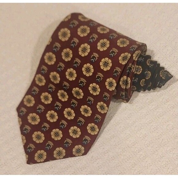Vintage Tommy Hilfiger Maroon Blue Mid Century Necktie 100% Italian Silk Mens - Picture 1 of 6